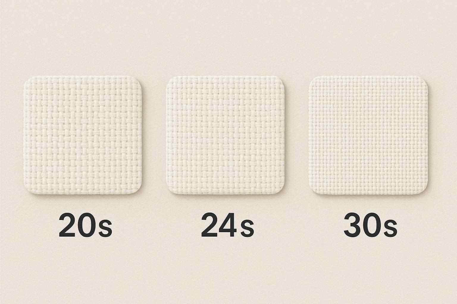 Ilustrasi perbandingan nomor benang kain dan ketebalan bahan tekstil