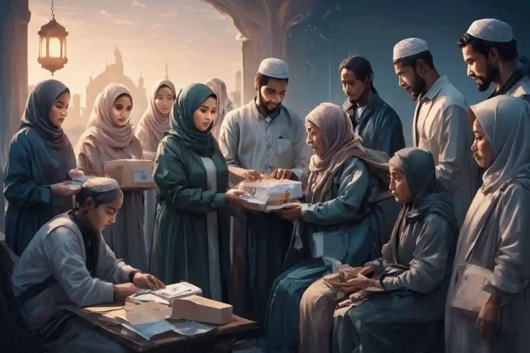 Ilustrasi penyaluran fidyah dan kafarat puasa Ramadhan berupa pemberian makanan kepada fakir miskin