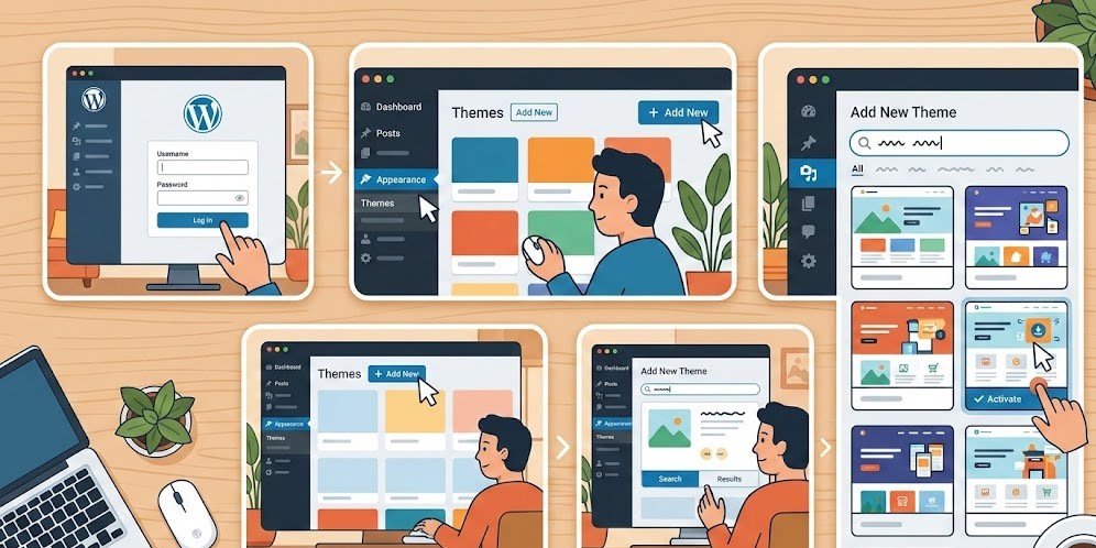 cara menginstal tema wordpress