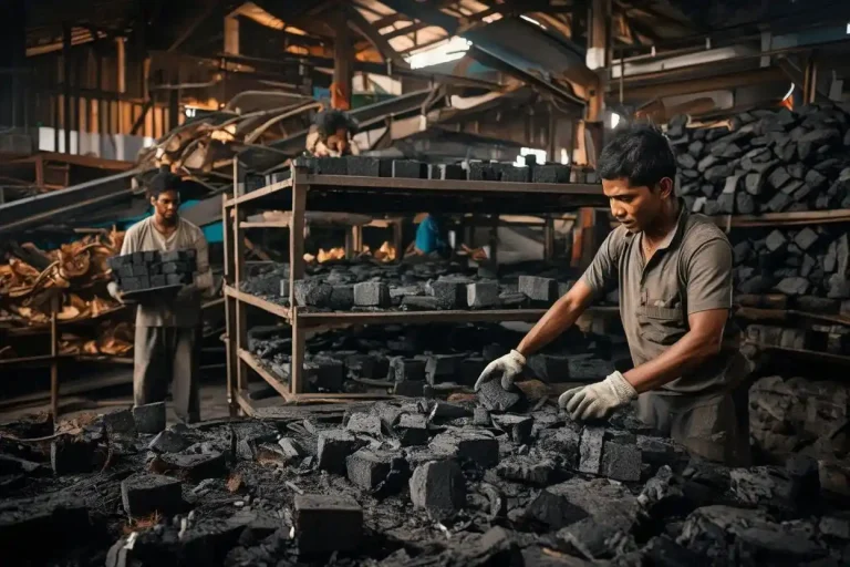 natural coconut charcoal briquettes factory producing cube charcoal