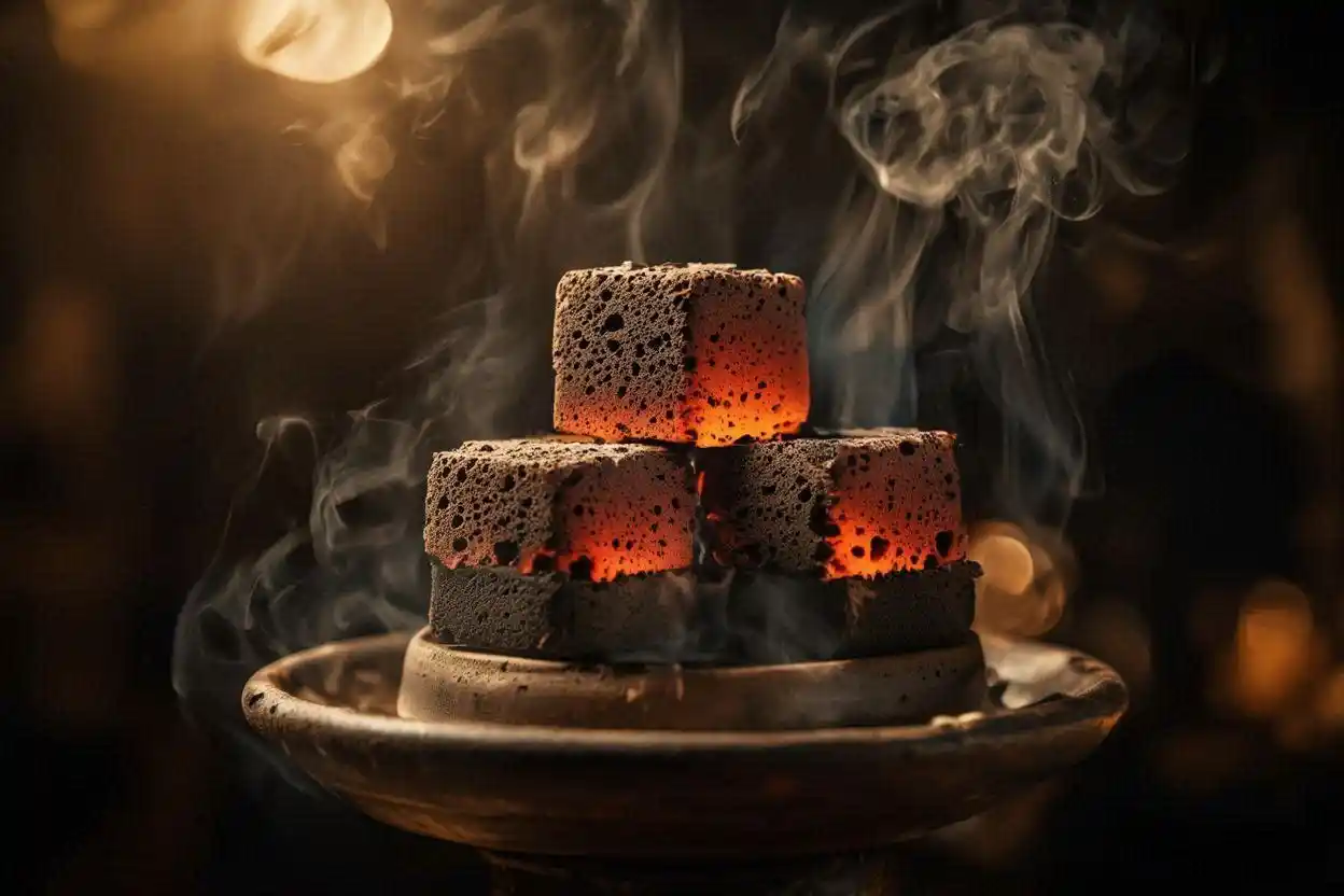 hookah charcoal with longer burn made from coconut shell briquettes
